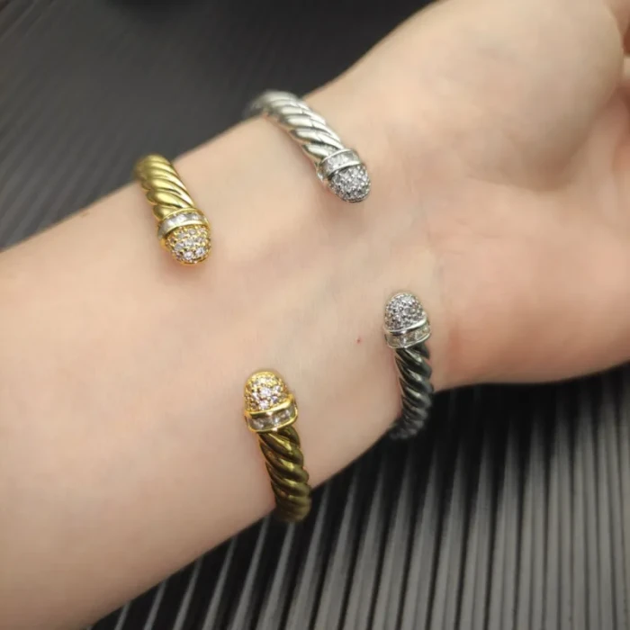 David Yurman 6.2mm Gold Engraved Cable Bangle Bracelet