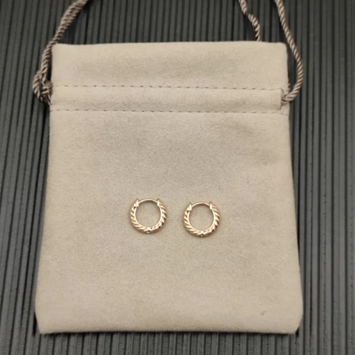 David Yurman Rose Gold 11mm Cable Mini Hoop Earrings