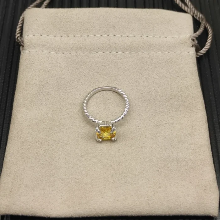 David Yurman 8mm Four-Prong Yellow Diamond Ring