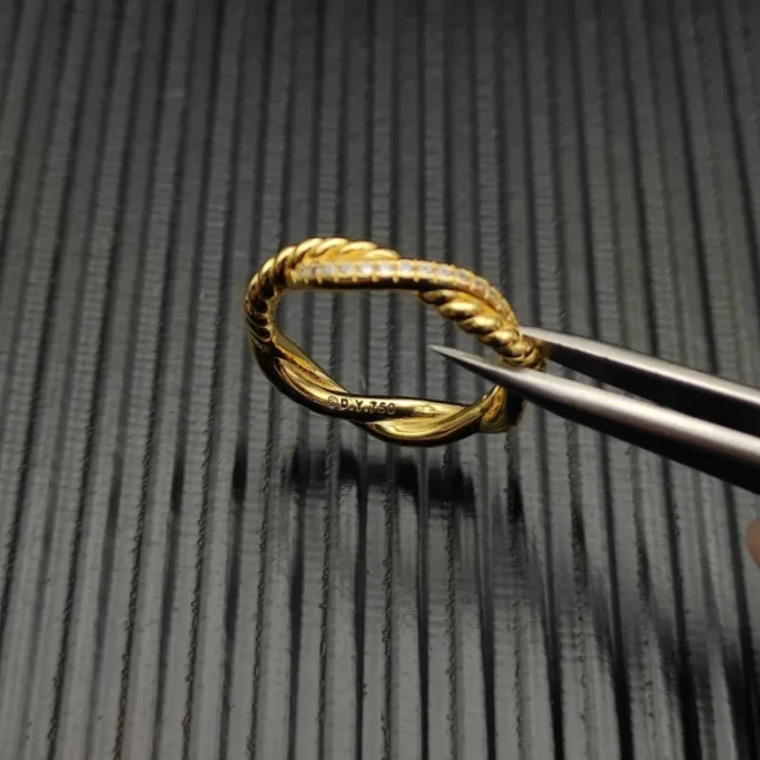 David Yurman Gold Pavé Interwoven Love Ring