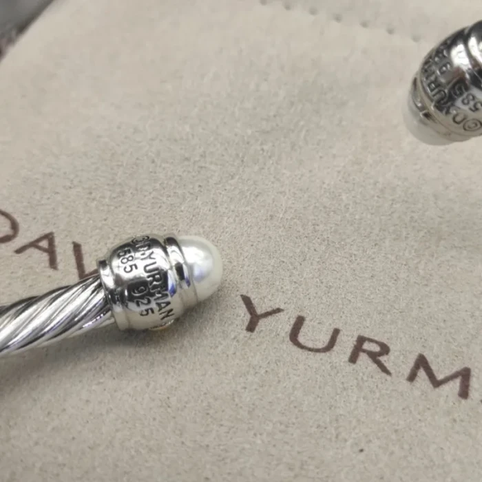 David Yurman Gold and Silver 5mm Pearl Cuff Bracelet