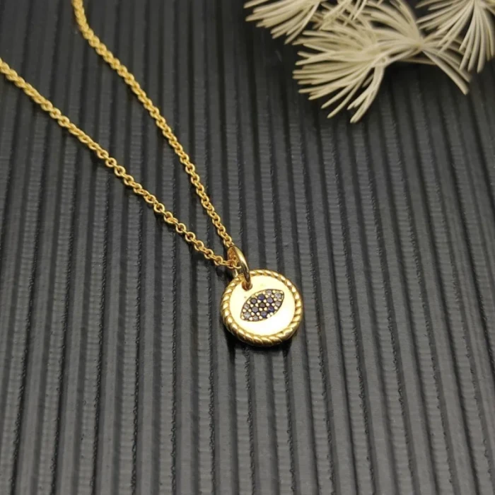 David Yurman Gold 11mm Evil Eye Pendant Necklace