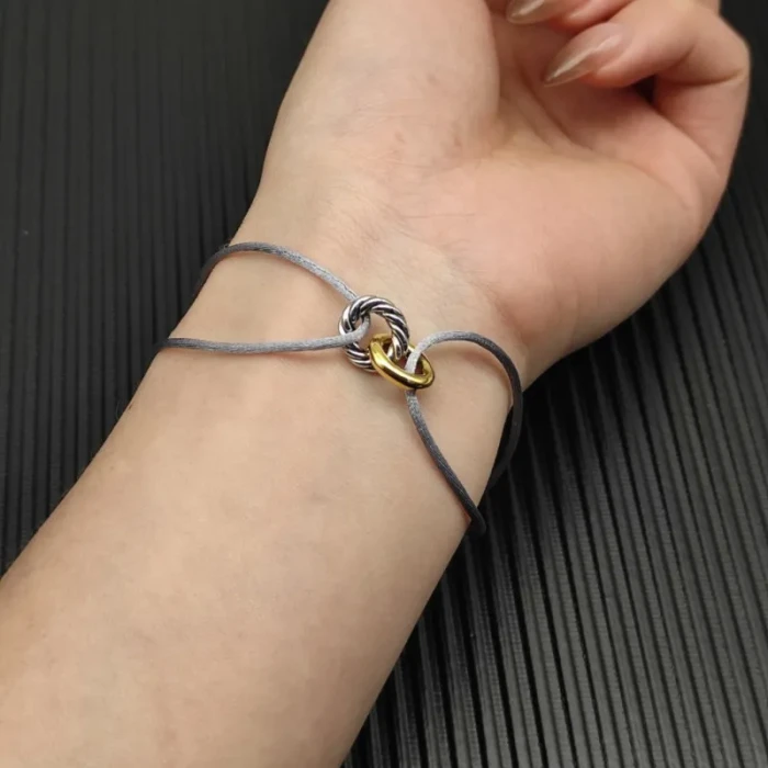 David Yurman Grey Double Ring Nylon Cord Bracelet