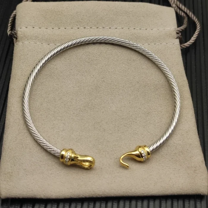 David Yurman 3mm Pavé Gold Hook Head Bracelet