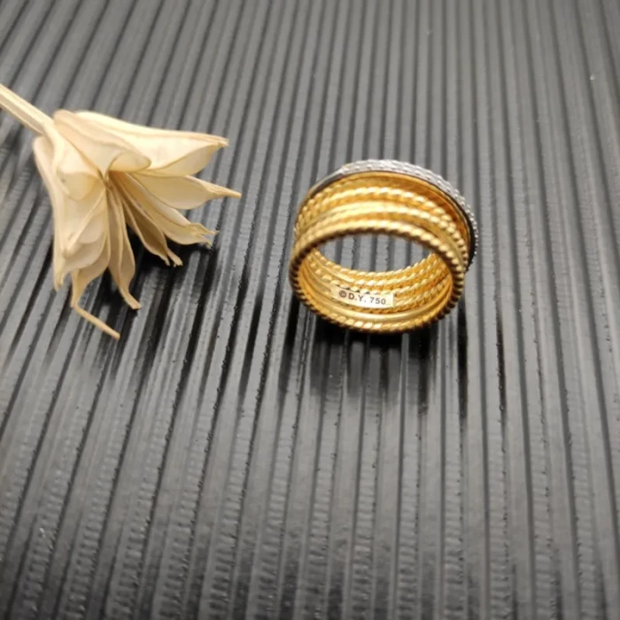 David Yurman Gold Pavé Twisted Cable Ring