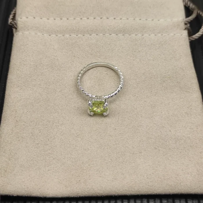 David Yurman 8mm Four-Prong Green Diamond Ring
