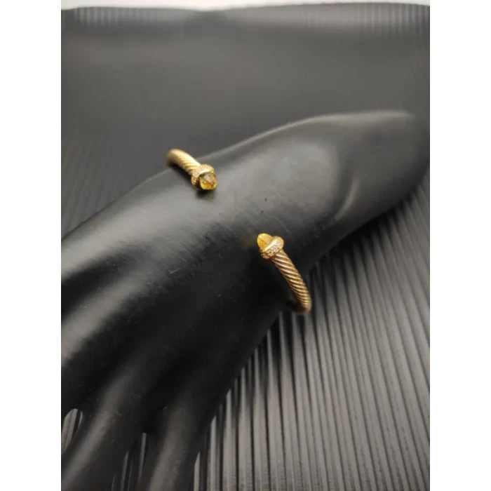David Yurman 4mm Gold Yellow Diamond Bangle Bracelet