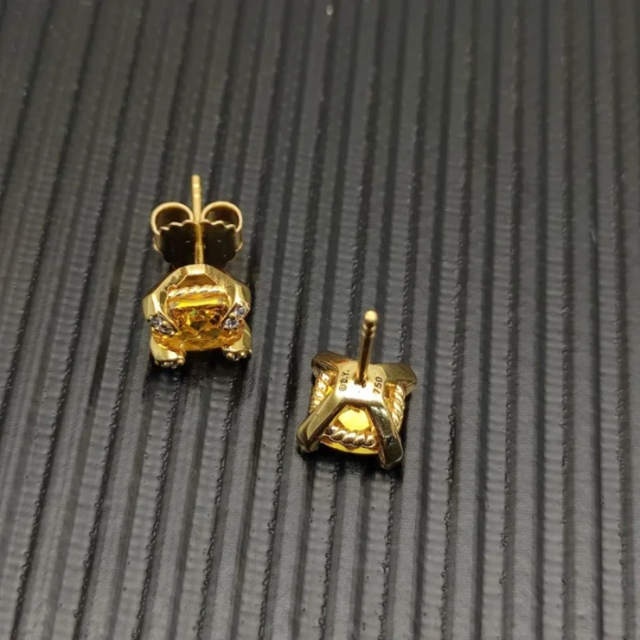 David Yurman 8mm Gold Four-Prong Yellow Diamond Stud Earrings