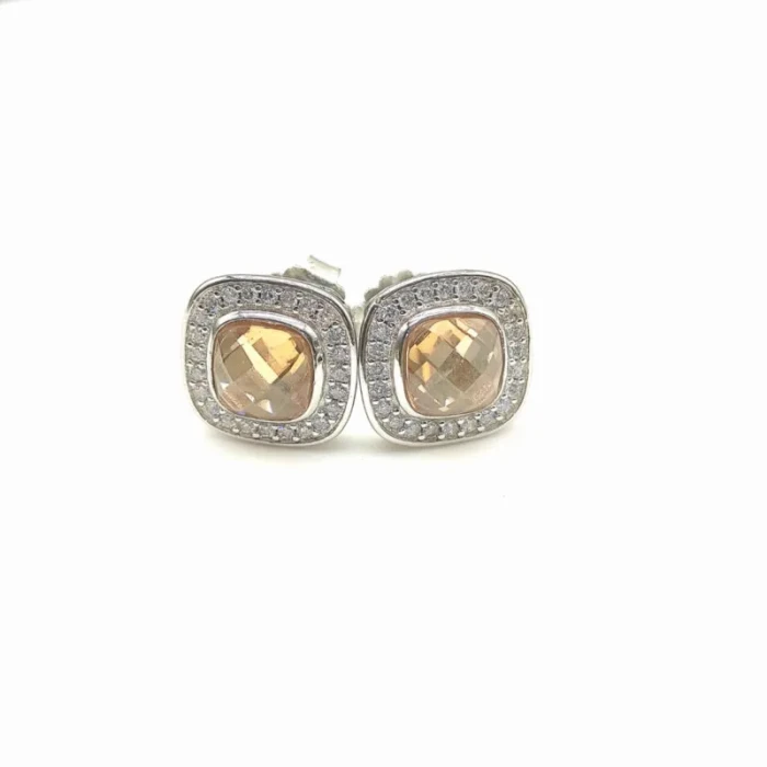 David Yurman 7mm Square Champagne Diamond Stud Earrings