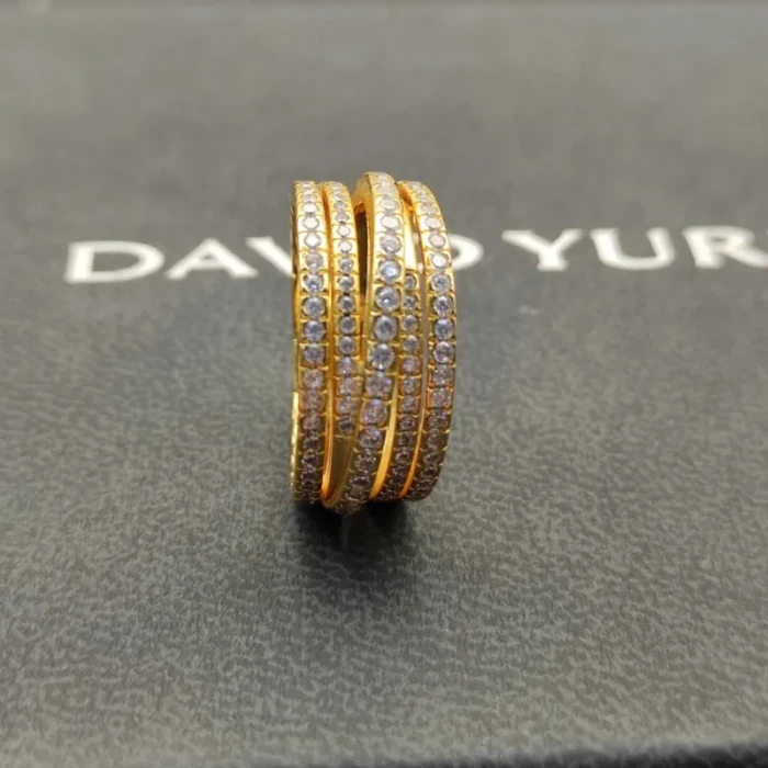 David Yurman Gold Pavé Diamond Interlocking Ring