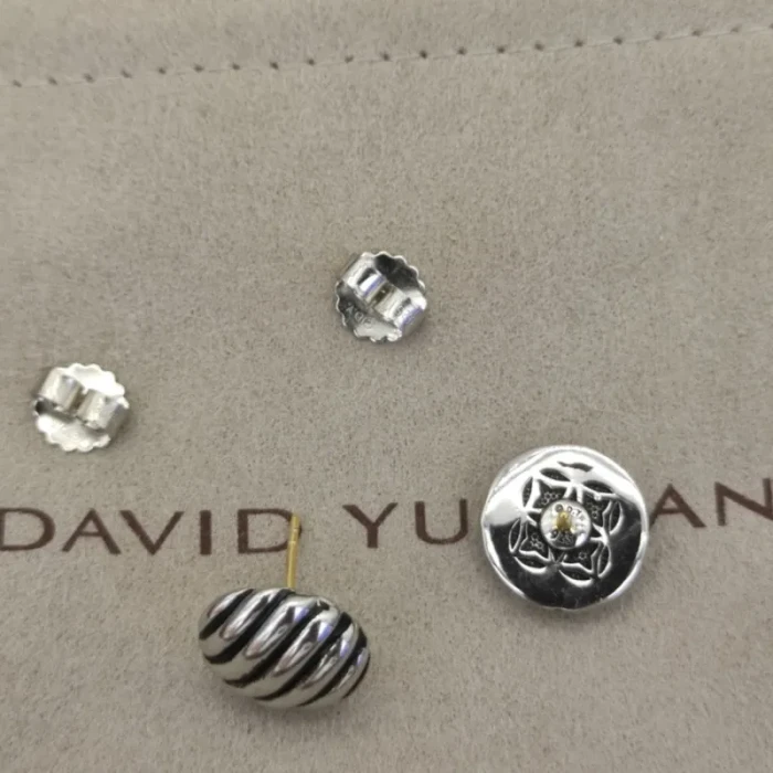 David Yurman Silver 14mm Cable Spiral Stud Earrings