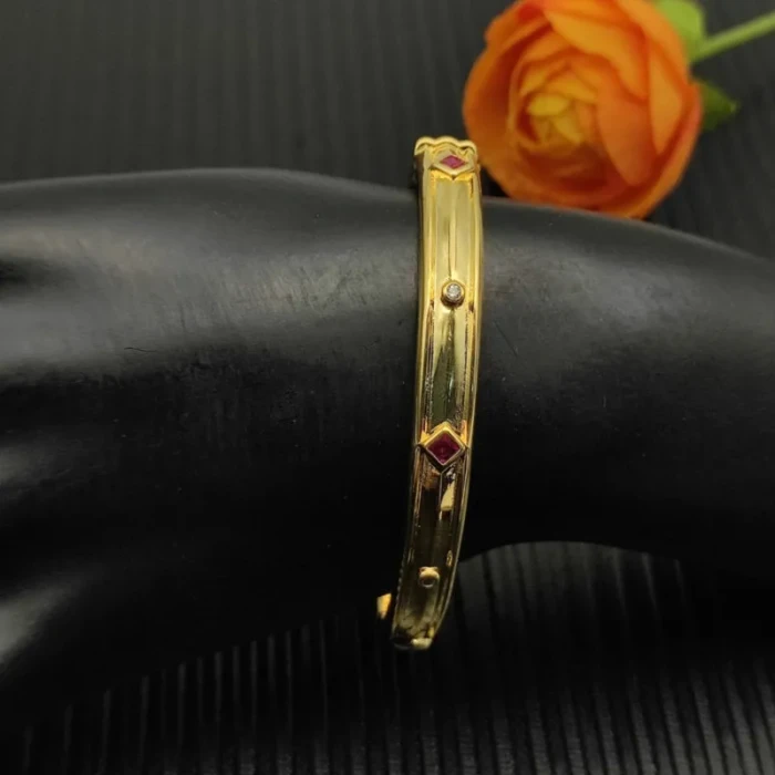 David Yurman 8mm Gold Pavé Red Diamond Renaissance Band Bracelet