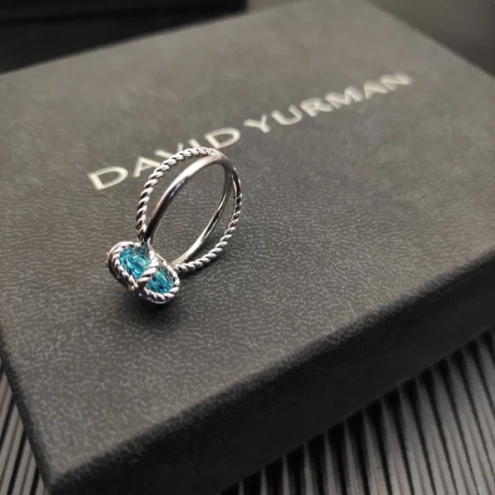 David Yurman 11mm Hexagon Blue Pavé Diamond Ring