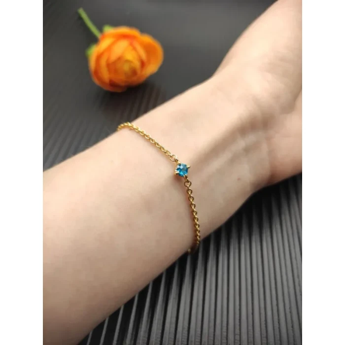 David Yurman 4mm Gold Single Stone Deep Blue Diamond Bracelet
