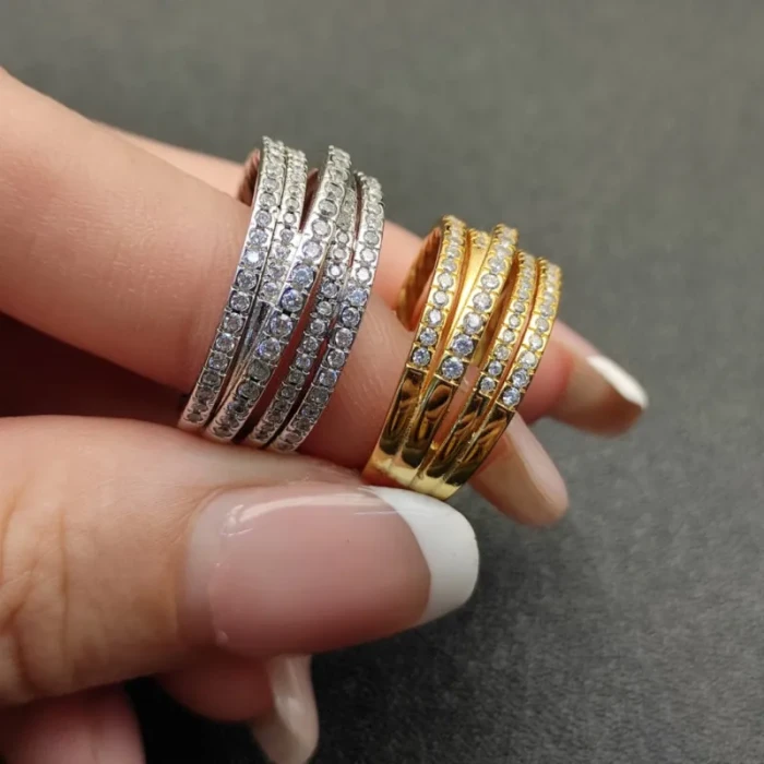 David Yurman Gold Pavé Diamond Interlocking Ring