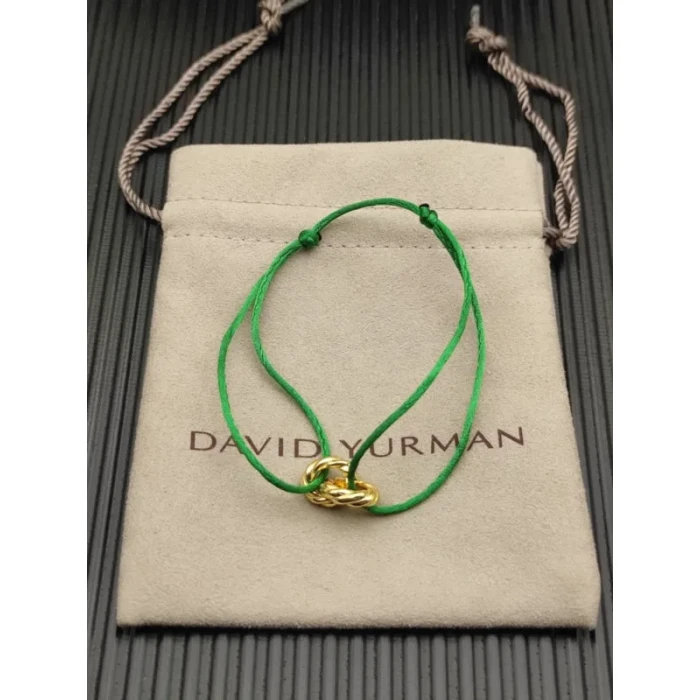 David Yurman Green Double Ring Gold Nylon Cord Bracelet