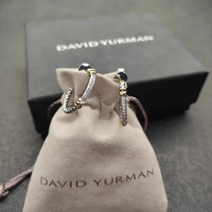 David Yurman Gold and Silver Gold Wire Wrapped Earrings