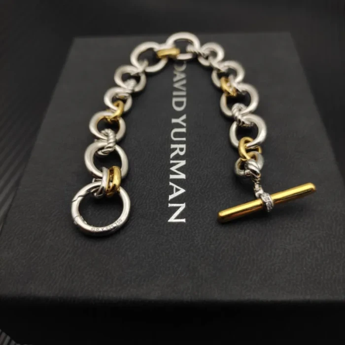 David Yurman 8mm Gold and Silver Mercer Multi-Ring Bracelet