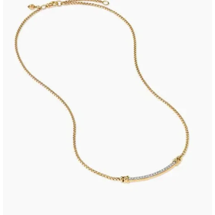 David Yurman Gold Bezel Smile Necklace, 2mm Chain, 45+5cm Adjustable Length