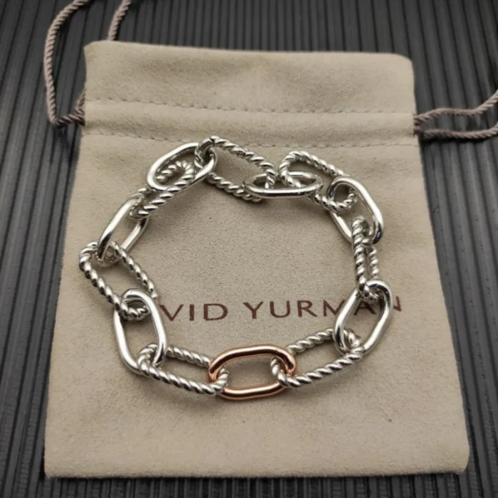 David Yurman Madison Chain Bracelet Rose Gold and Silver