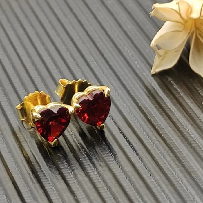 David Yurman 8mm Ruby Heart Stud Earrings