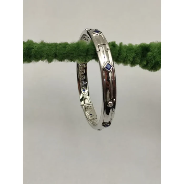 David Yurman 8mm Silver Pavé Blue Diamond Renaissance Band Bracelet