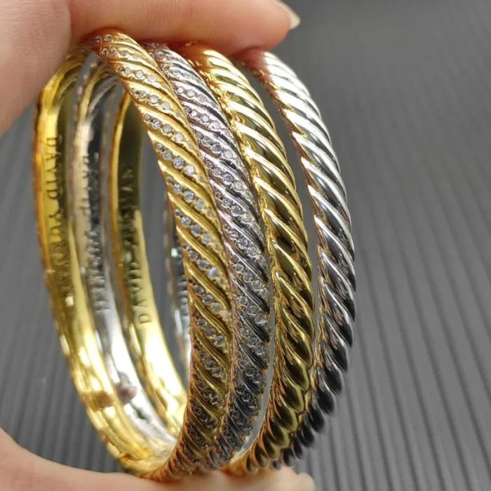 David Yurman Gold-Tone 6.2mm Sculpted Wave Cuff Bracelet