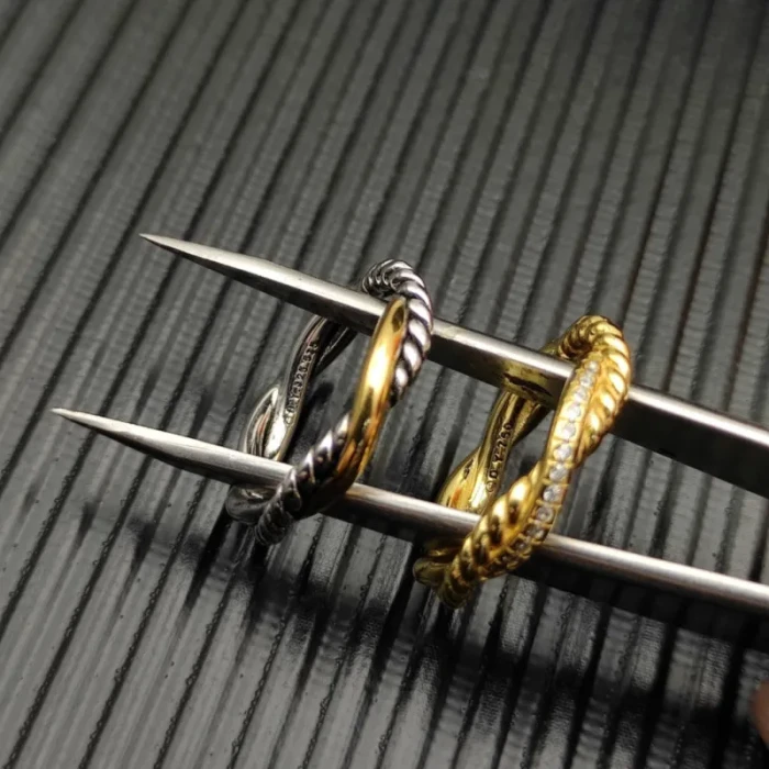David Yurman Gold Pavé Interwoven Love Ring