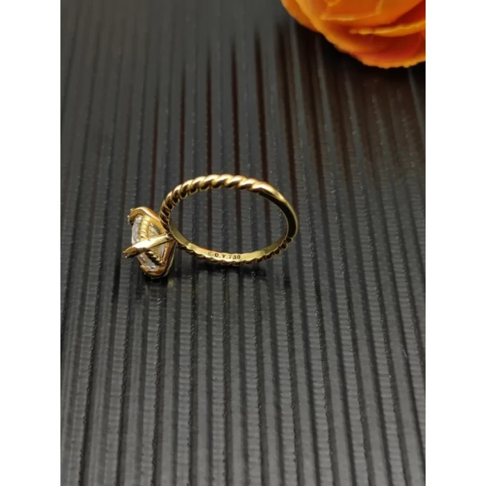 David Yurman Gold 8mm Four-Prong White Diamond Ring