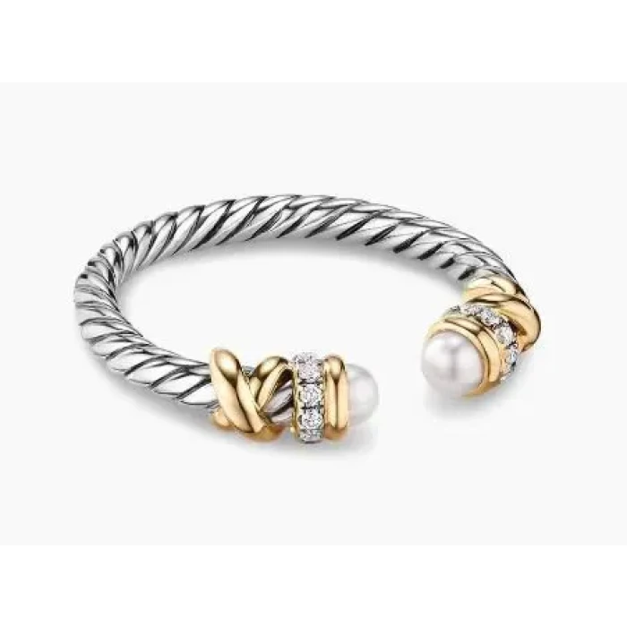 David Yurman Pearl Twisted Cable Wrap Ring