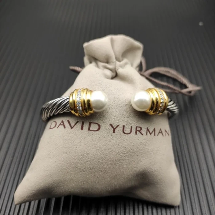 David Yurman 7mm Gold Pearl Head Gemstone Bracelet, Fits Wrist Sizes 16–20cm