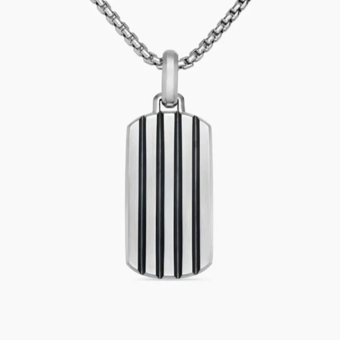 David Yurman Sterling Silver Streamlined Rectangular Tag Necklace