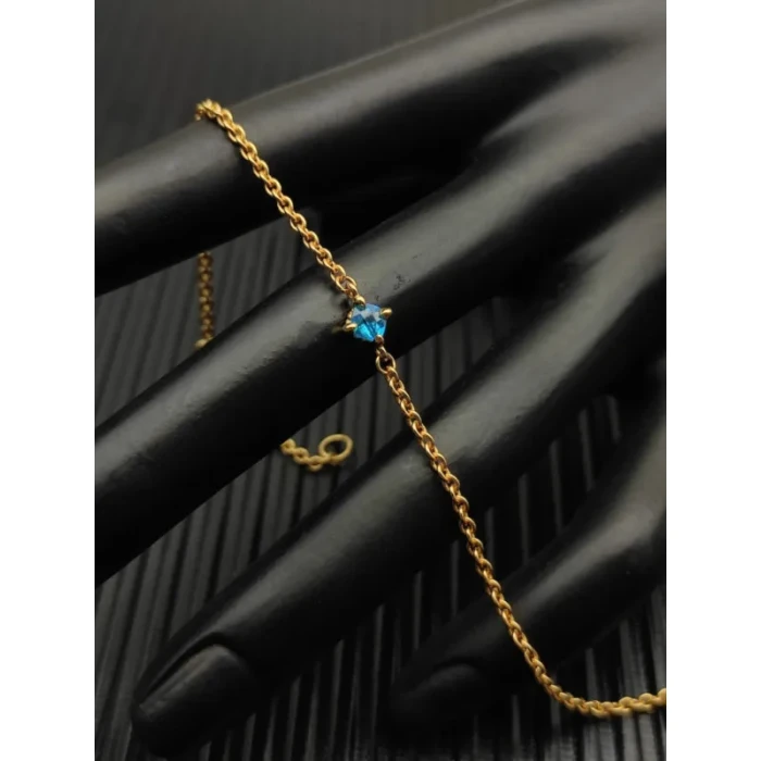 David Yurman 4mm Gold Single Stone Deep Blue Diamond Bracelet