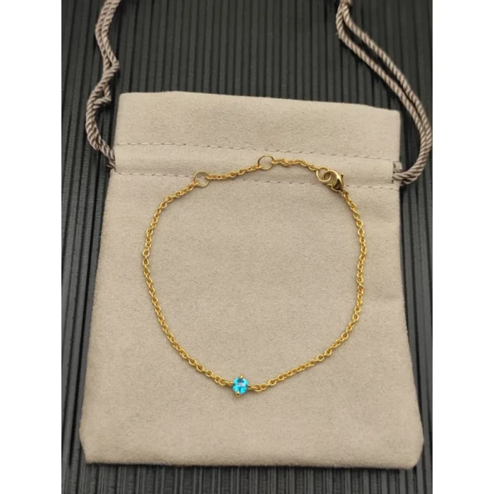David Yurman 4mm Gold Single Stone Deep Blue Diamond Bracelet