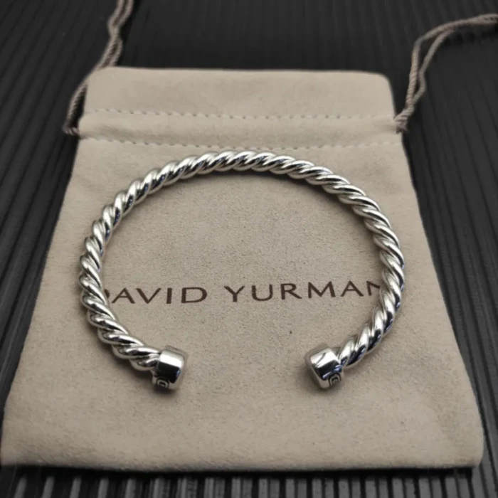 David Yurman 6mm Sterling Silver Round-End Cable Cuff Bracelet