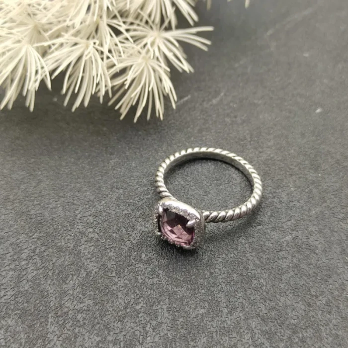 David Yurman Four-Prong Square Purple Diamond Ring
