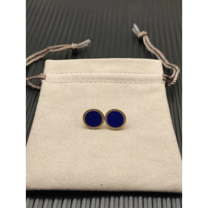 David Yurman 14mm Gold Turquoise Diamond Circle Stud Earrings