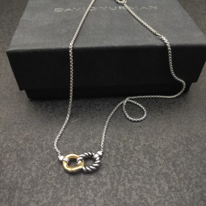 David Yurman Gold and Silver Horsebit Chain Necklace