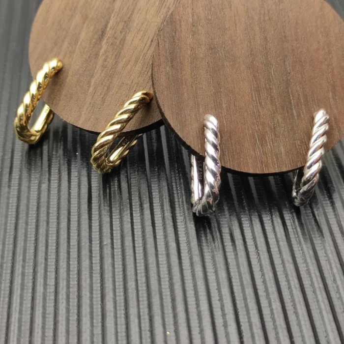David Yurman Gold 24.3×15.9mm Cable Twist Hoop Earrings