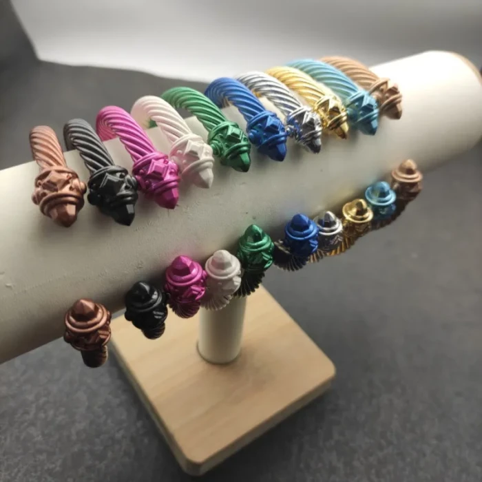 David Yurman 7mm Silver Colorful Enamel Cuff Bracelet, Fits Wrist Size 16cm - 20cm
