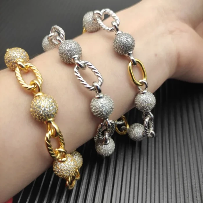 David Yurman Sterling Silver Madison Pavé Bead Bracelet