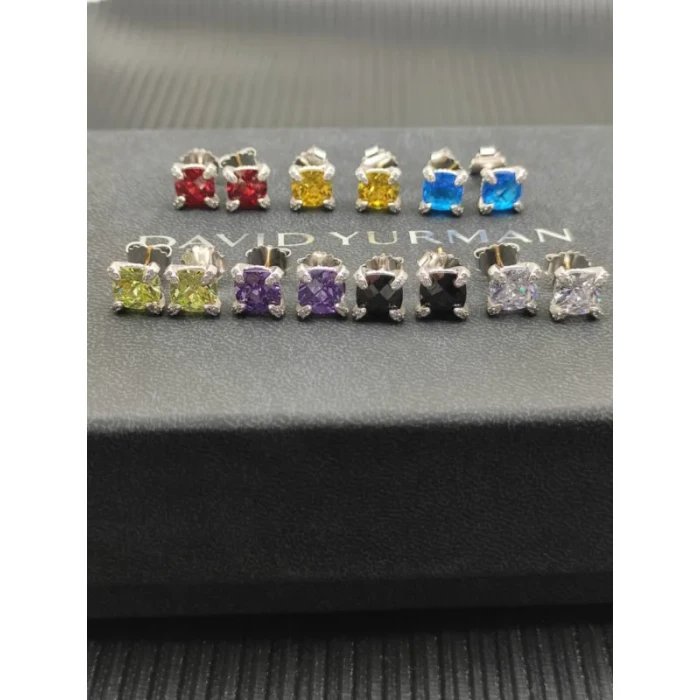 David Yurman 8mm Four-Prong Green Diamond Stud Earrings