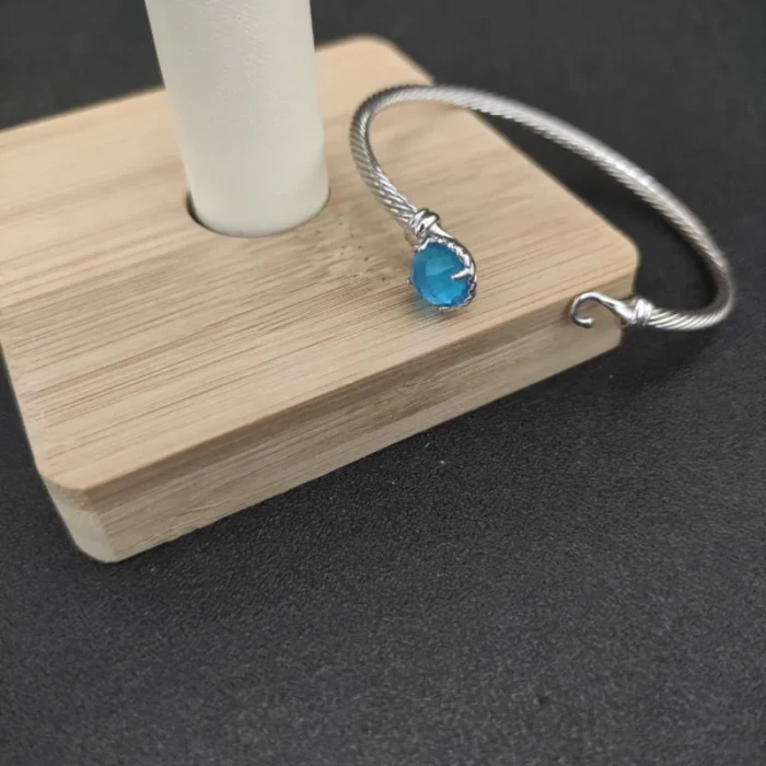 David Yurman 3mm Blue Diamond Cable Cuff Bracelet