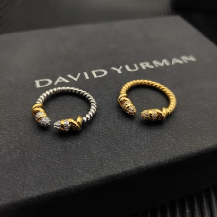 David Yurman Gold Pavé Cable Wrap Ring