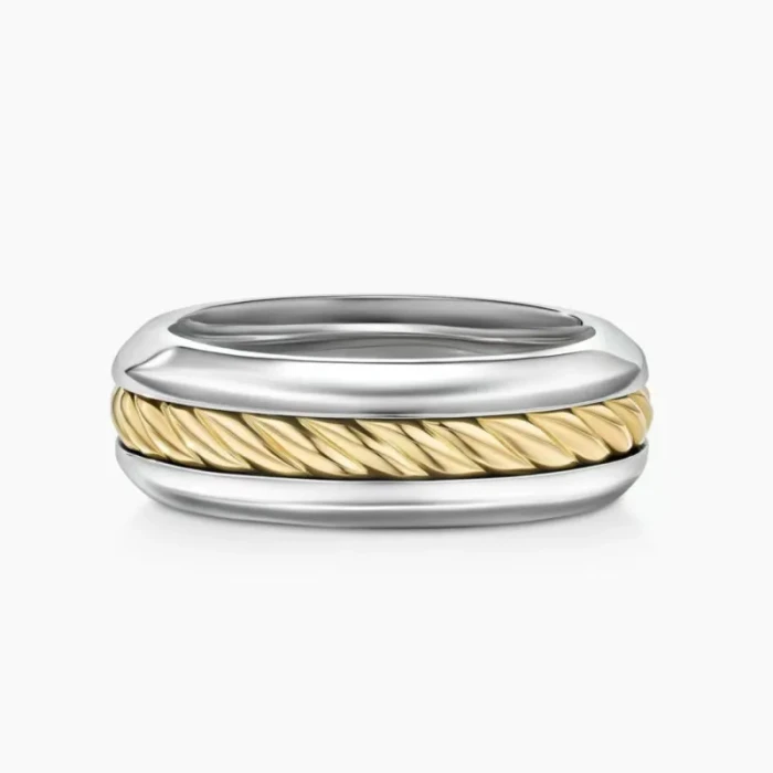 David Yurman Gold and Silver Cable Plain Ring