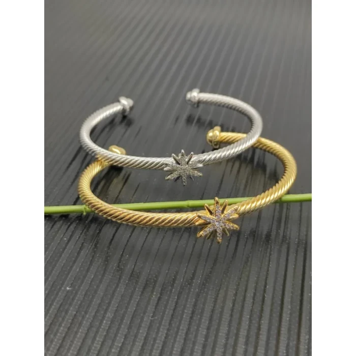 David Yurman 3mm Gold Sunburst Cable Cuff Bracelet
