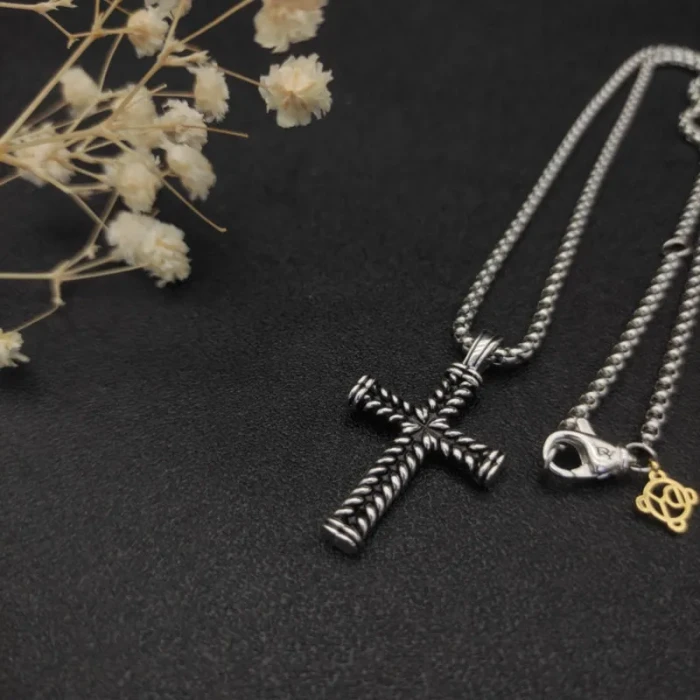 David Yurman Double Cable Cross Pendant Necklace