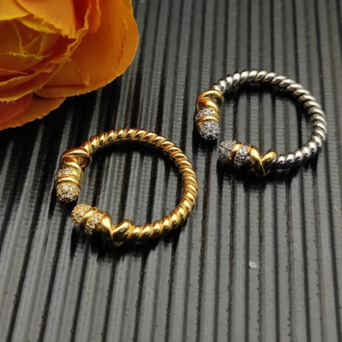 David Yurman Gold Pavé Cable Wrap Ring