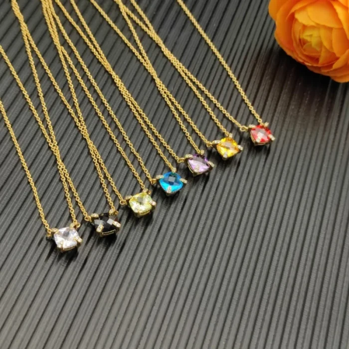 David Yurman Gold 8mm Four-Prong Green Diamond Necklace