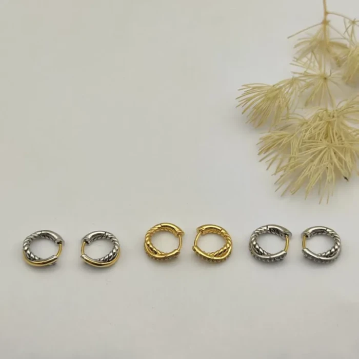 David Yurman 12.4mm Gold Diamond Wrap Single Wire Earrings